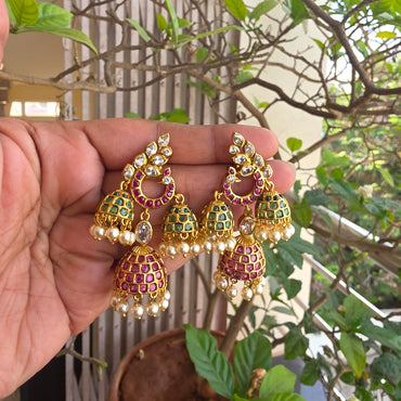 Mayuri -three jhumka earrings