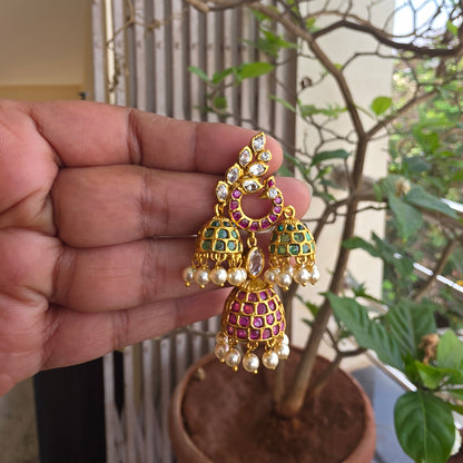 Mayuri -three jhumka earrings
