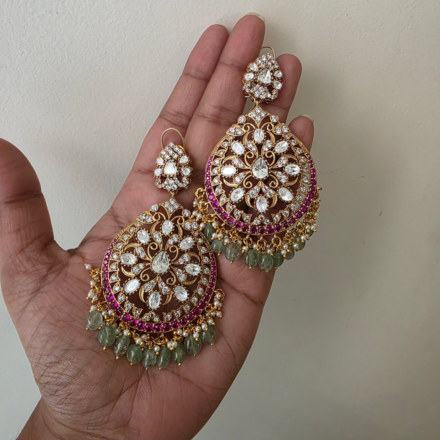 Mrudula- moissanite kundan chandbalis