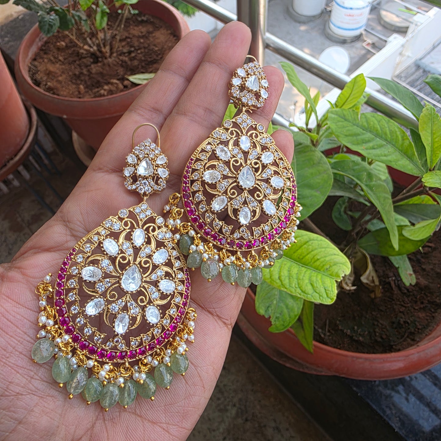 Mrudula- moissanite kundan chandbalis