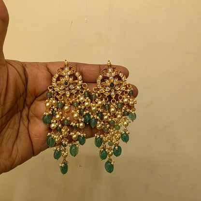Chandana-antique pearl layered earrings with push back[ clip support now]