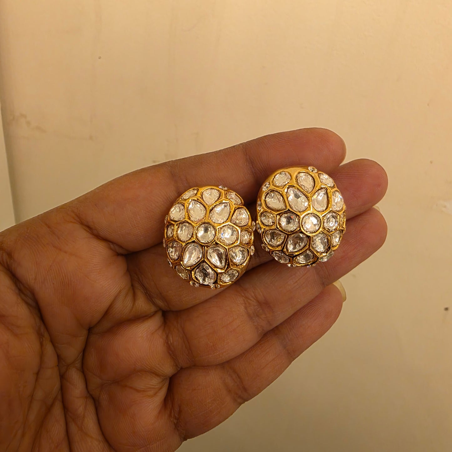Round polki studs