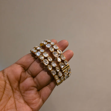 Bindu- polki moissanite openable type bangles