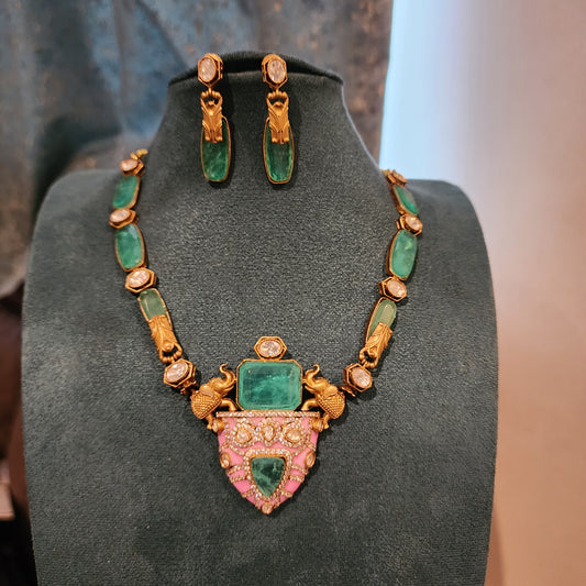Aira- moissanite and doublets victorian neckset
