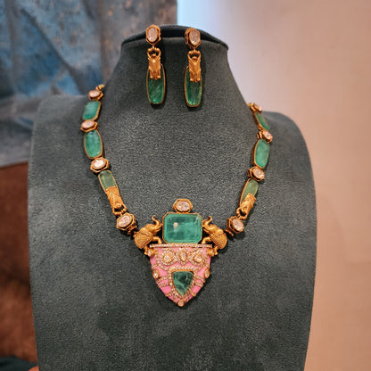 Aira- moissanite and doublets victorian neckset