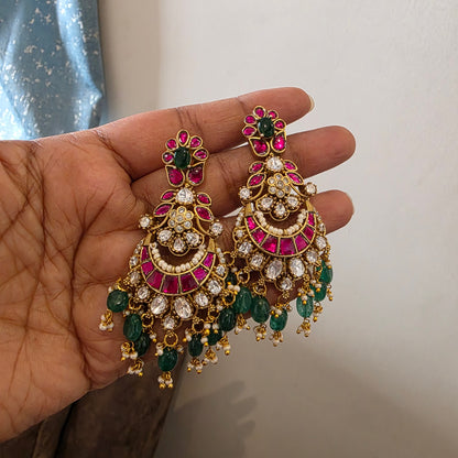 Isha- jadau and moissanite polki earring