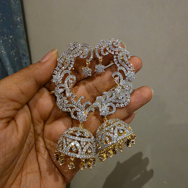 Diamond lookalike earrcuff jumkha