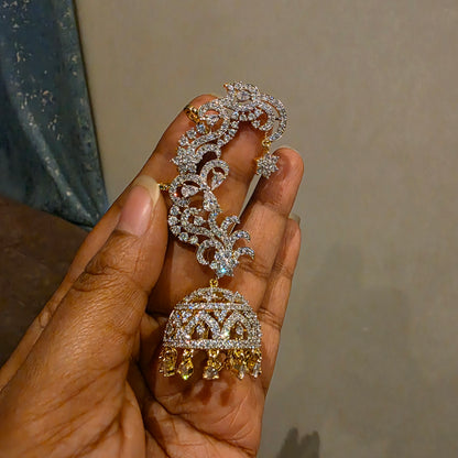 Diamond lookalike earrcuff jumkha