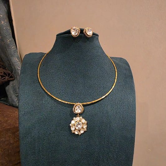 Polki flower pendant hasli