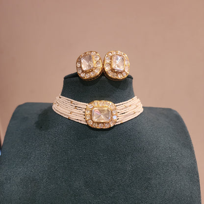 Midhuna- pearl amd polki choker set