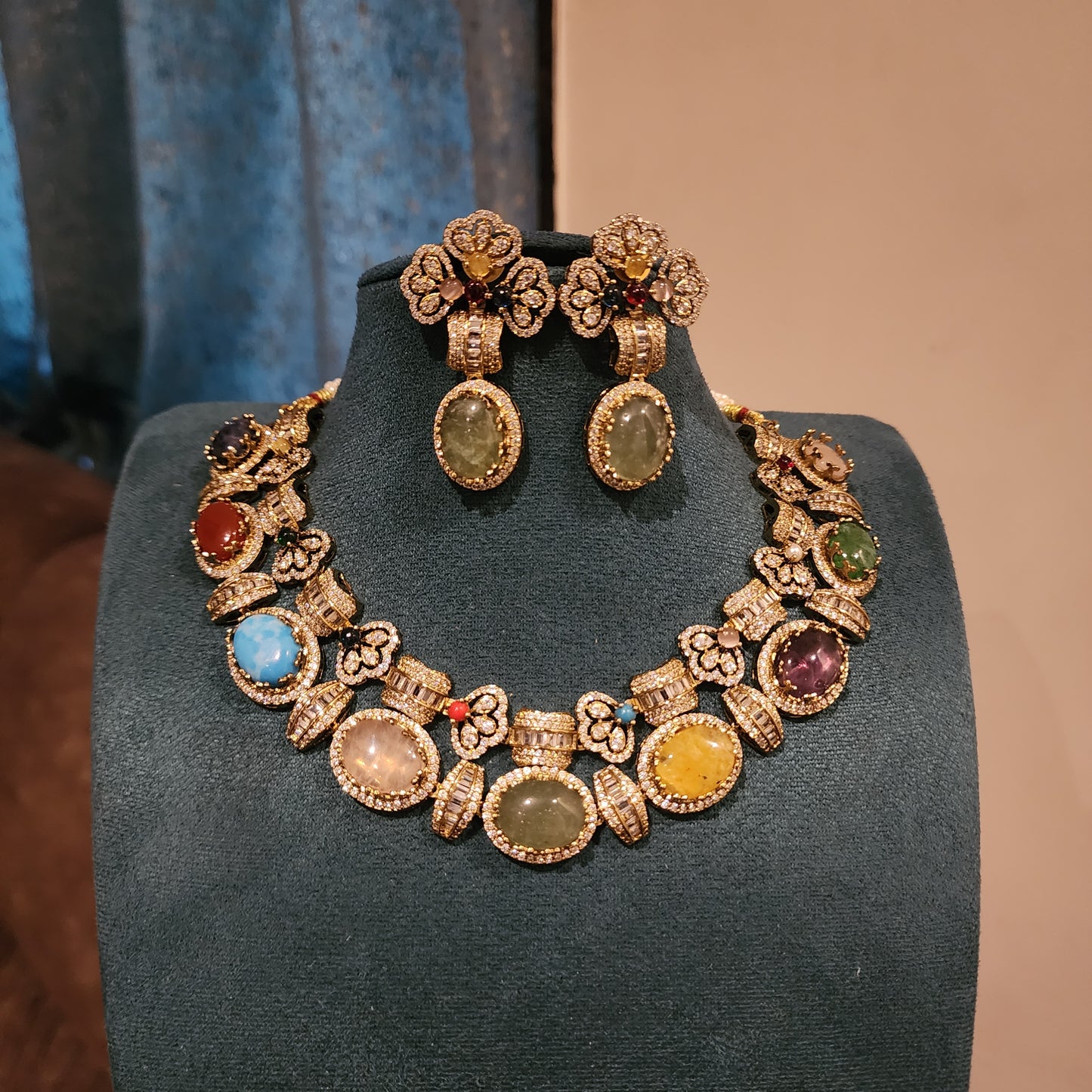 Double layered multi colored sabhyasachi jnspired neckset