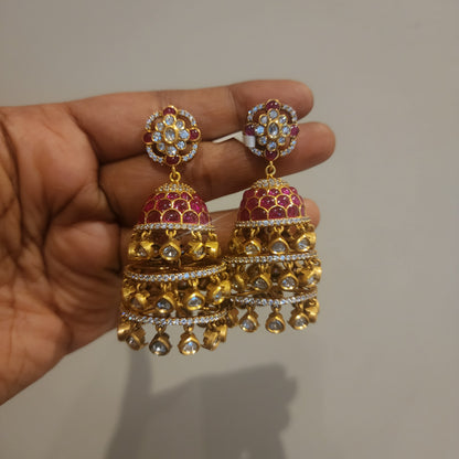 Varsha- layered polki drops jumkhas