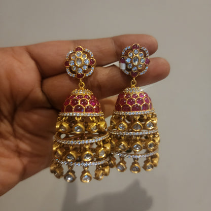 Varsha- layered polki drops jumkhas