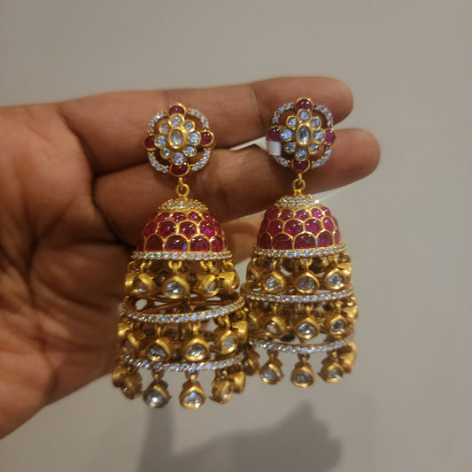 Varsha- layered polki drops jumkhas