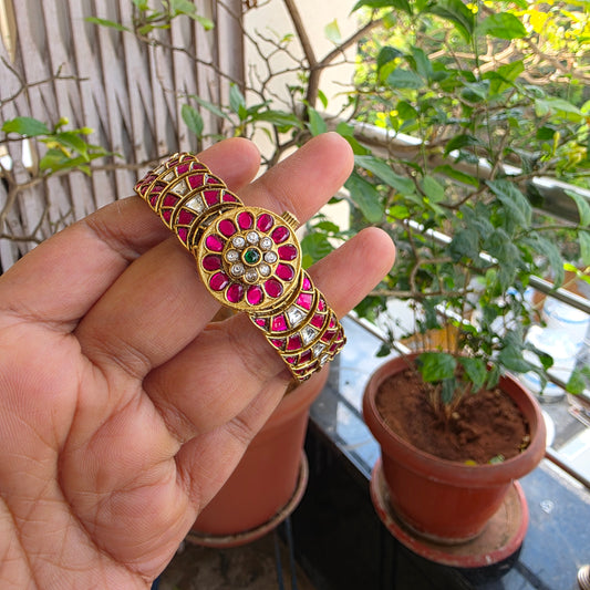 Antique finish Jadau kundan  openable bangle