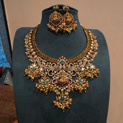 Ratnapriya- antique jadau and moissanite neckset