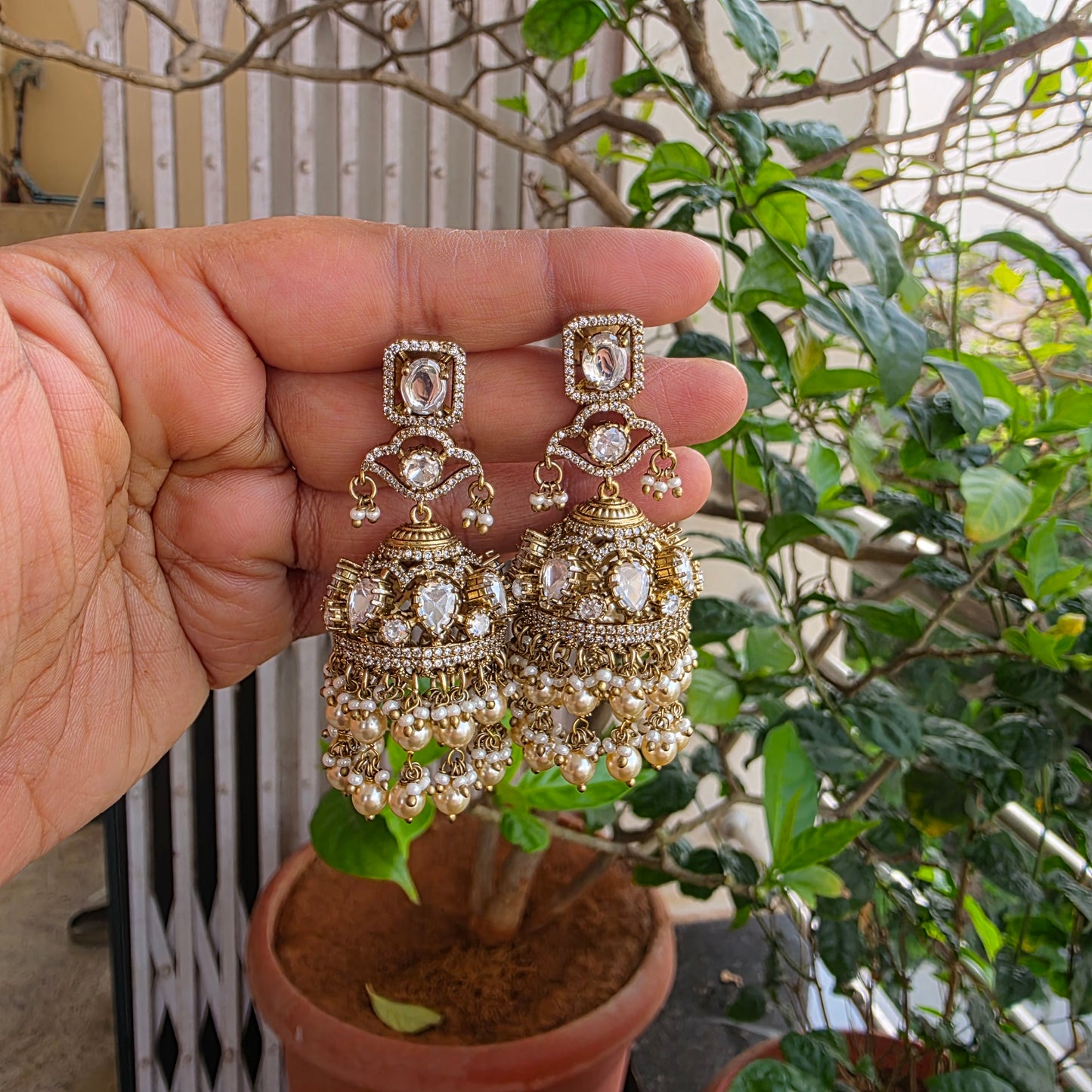 Victorian moissanite jhumka