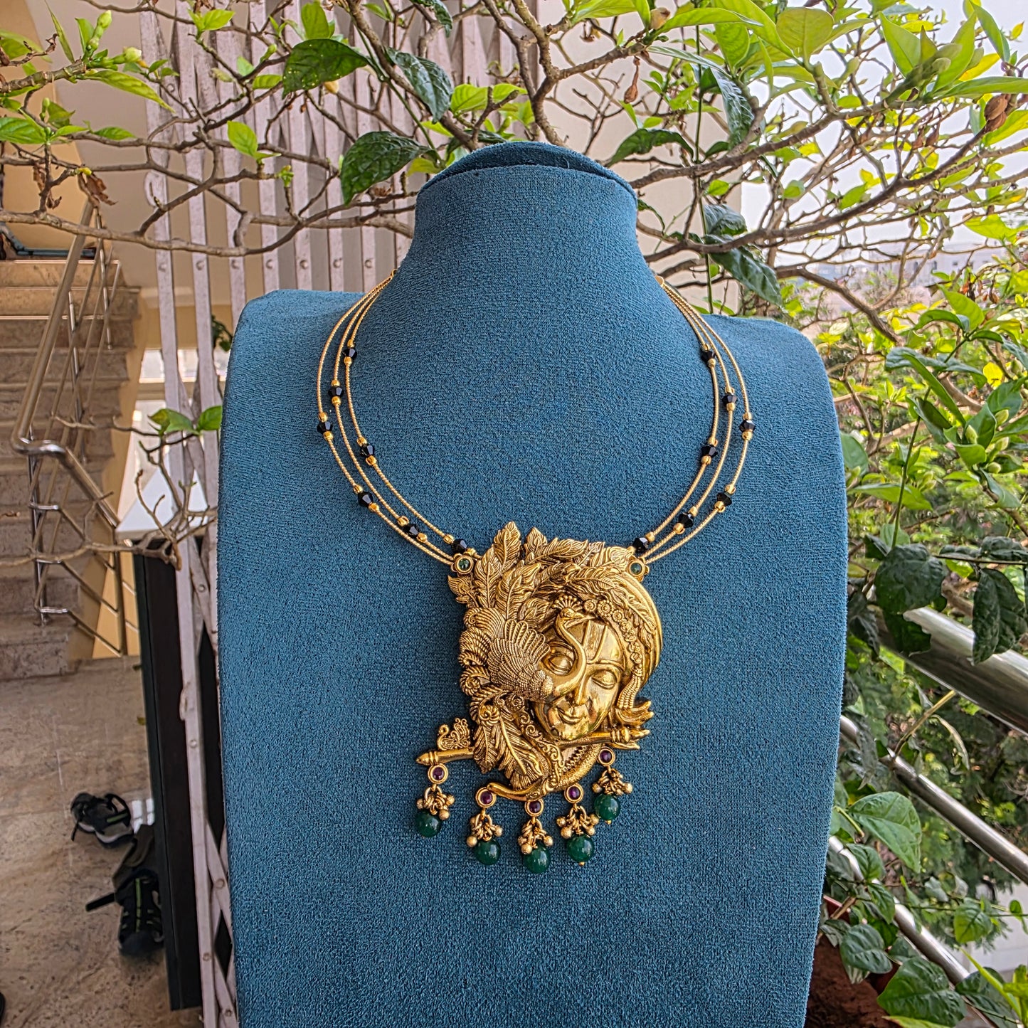 Krishnam- antique gold finish hasli
