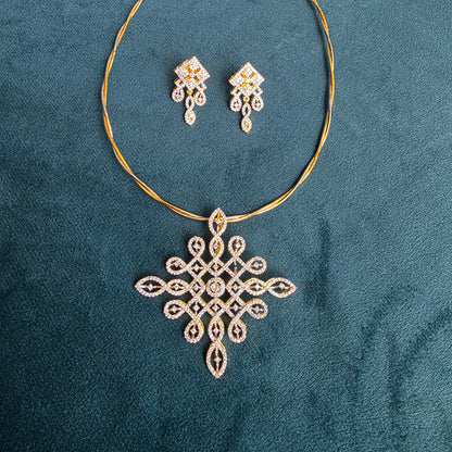 Rangoli design 3 pendant set with  twisted chain
