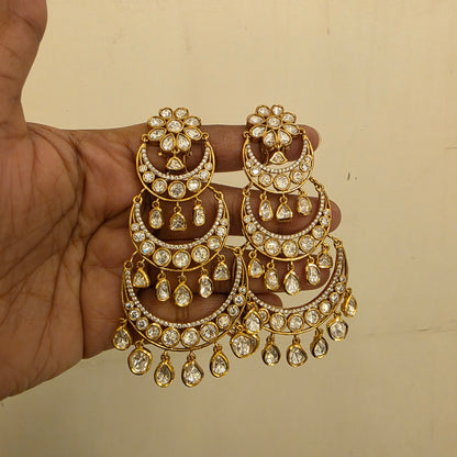 Tarangini- layered moon motifs polki chandbalis