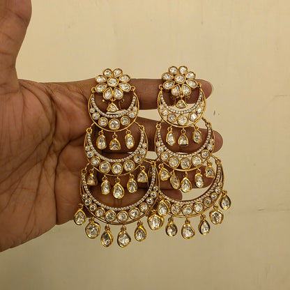 Tarangini- layered moon motifs polki chandbalis