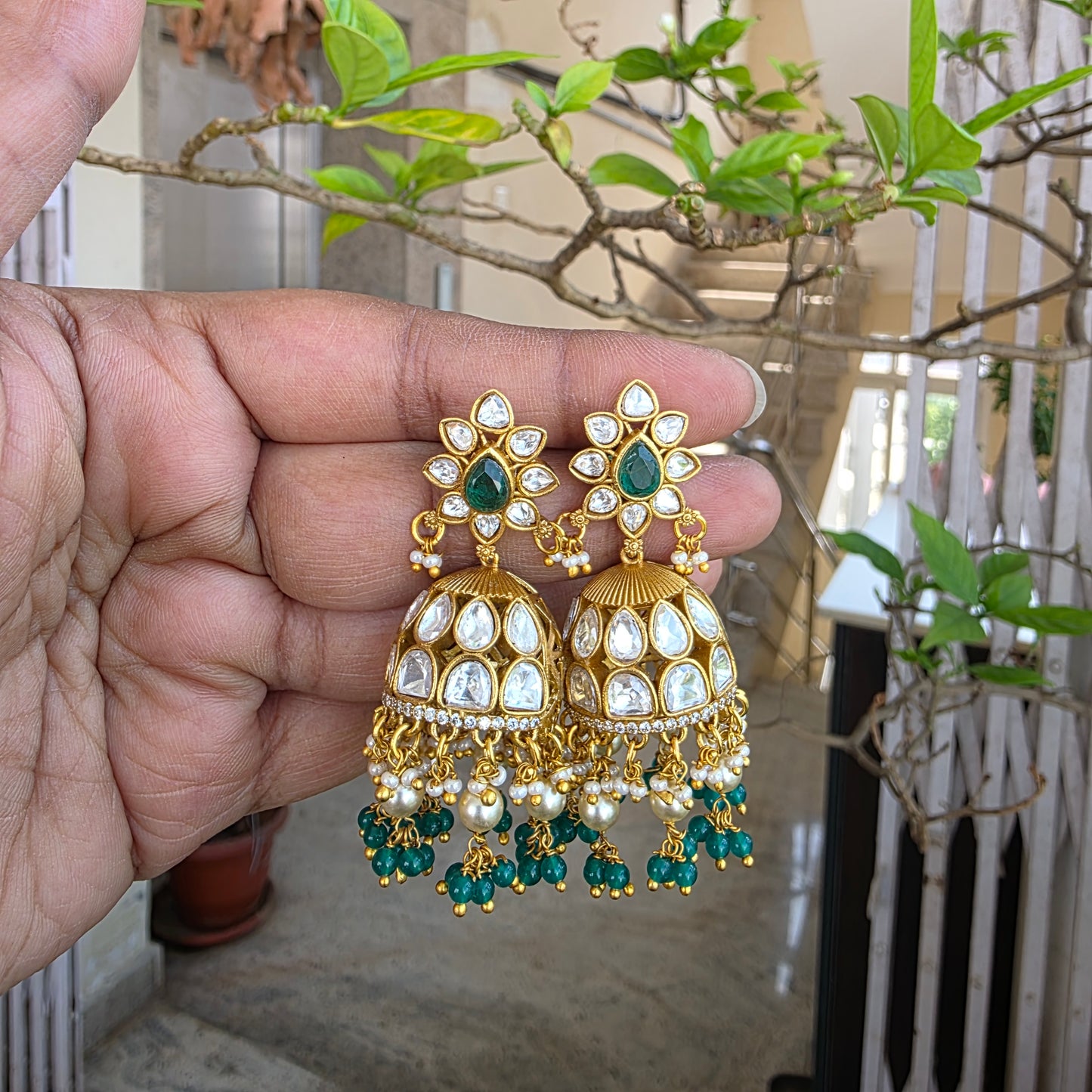 Prabha- moissanite jumkha