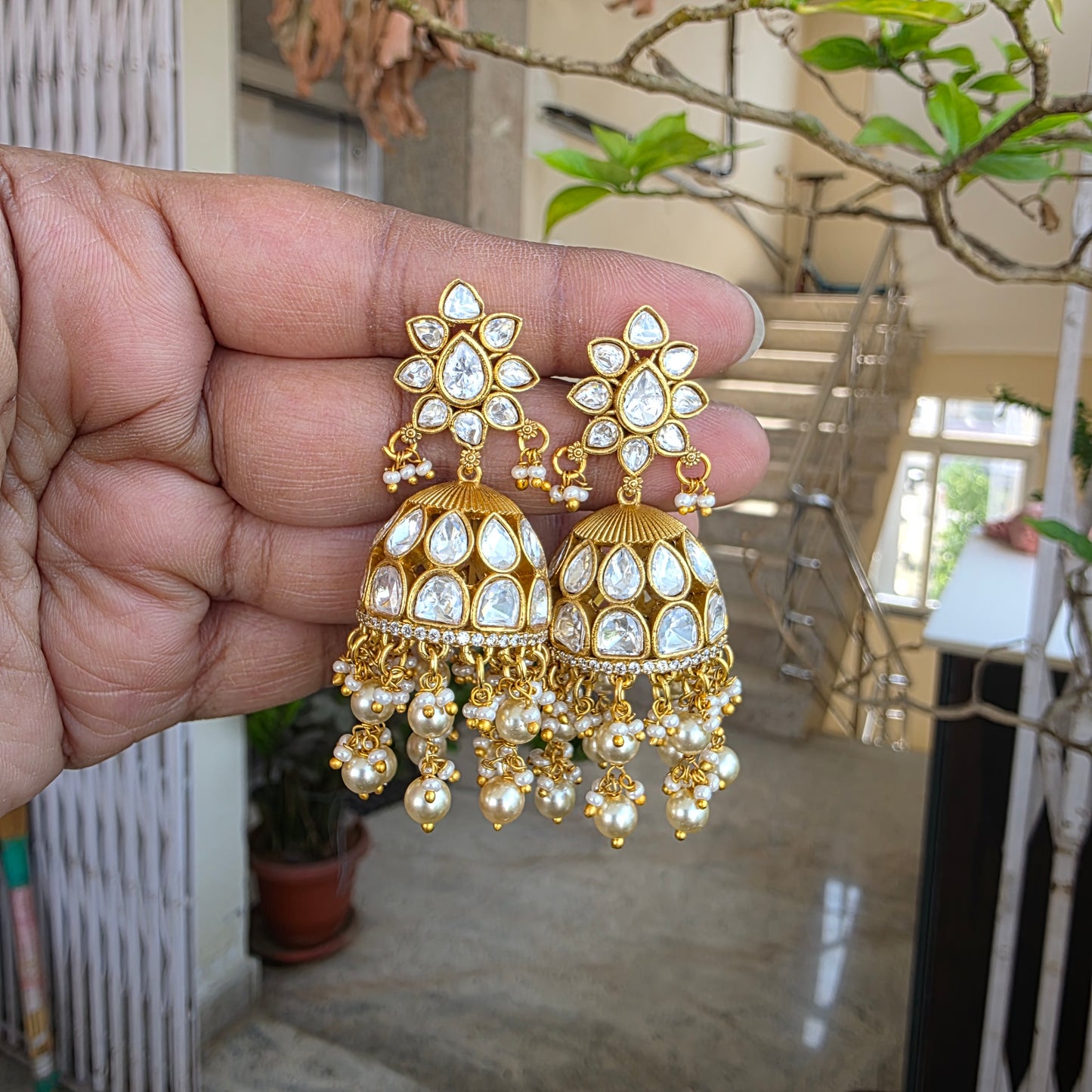 Prabha- moissanite jumkha