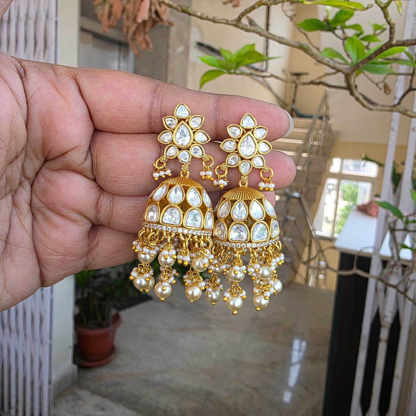 Prabha- moissanite jumkha