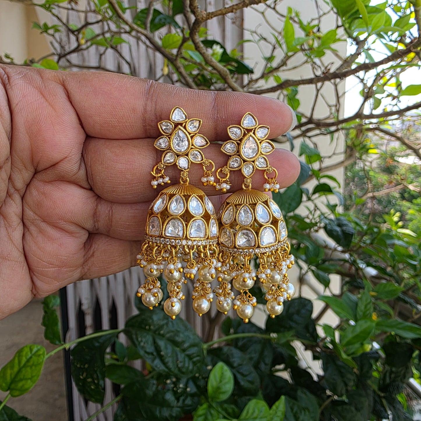 Prabha- moissanite jumkha