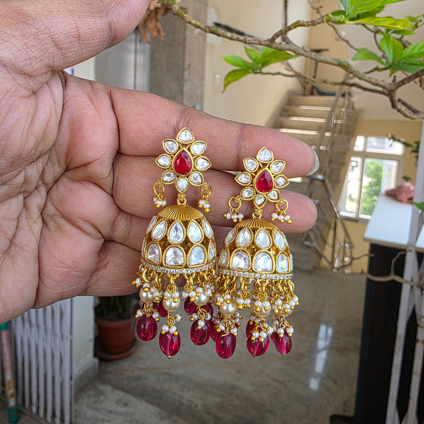 Prabha- moissanite jumkha