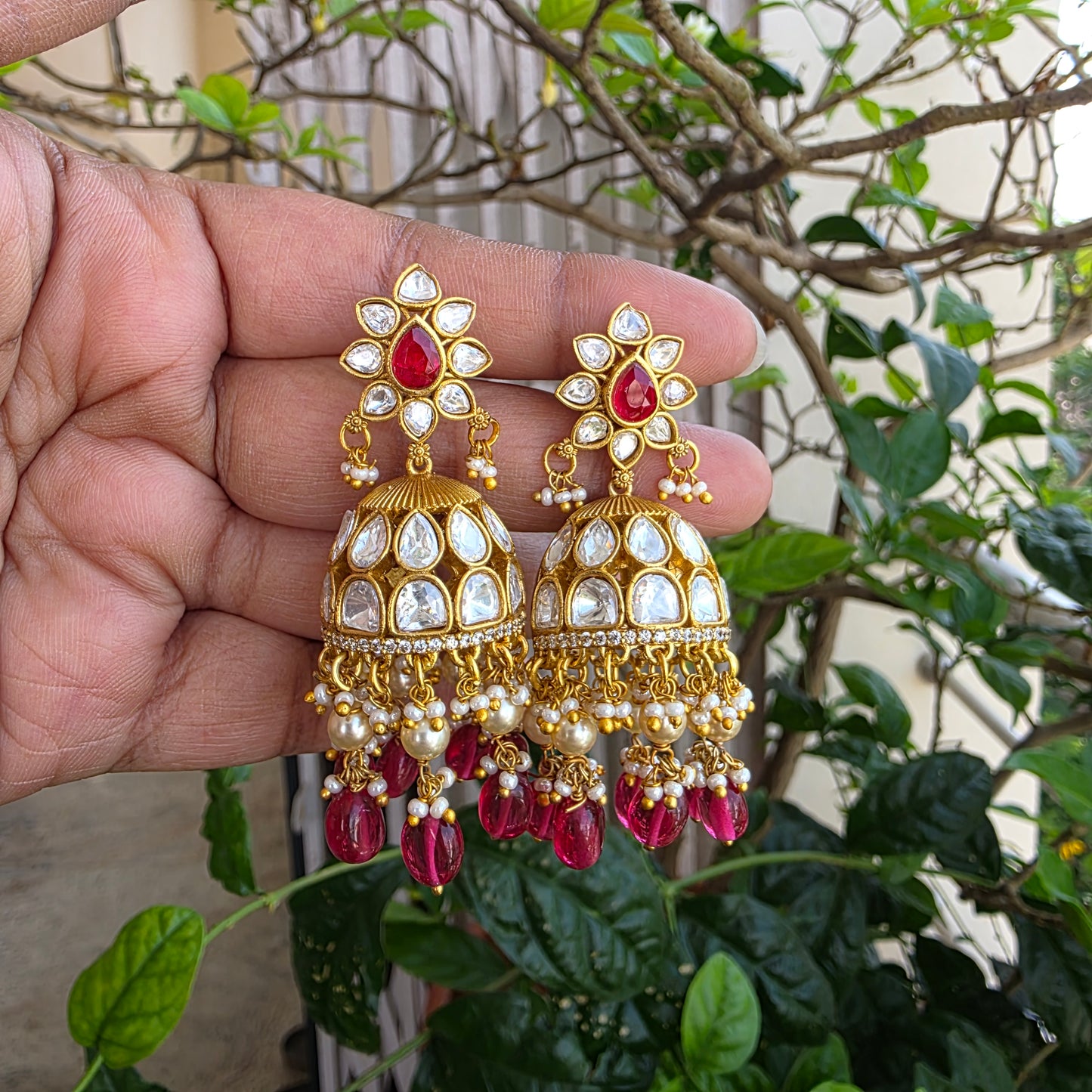 Prabha- moissanite jumkha