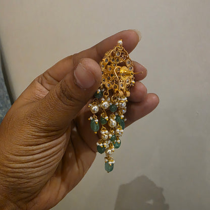 Chandana-antique pearl layered earrings with push back[ clip support now]