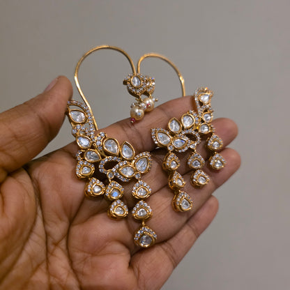 Vaidurya-polki ear cuffs