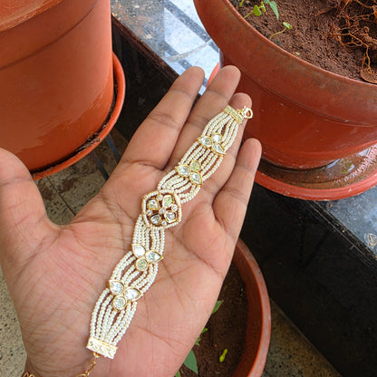 Preethi- pearl and polki bracelet