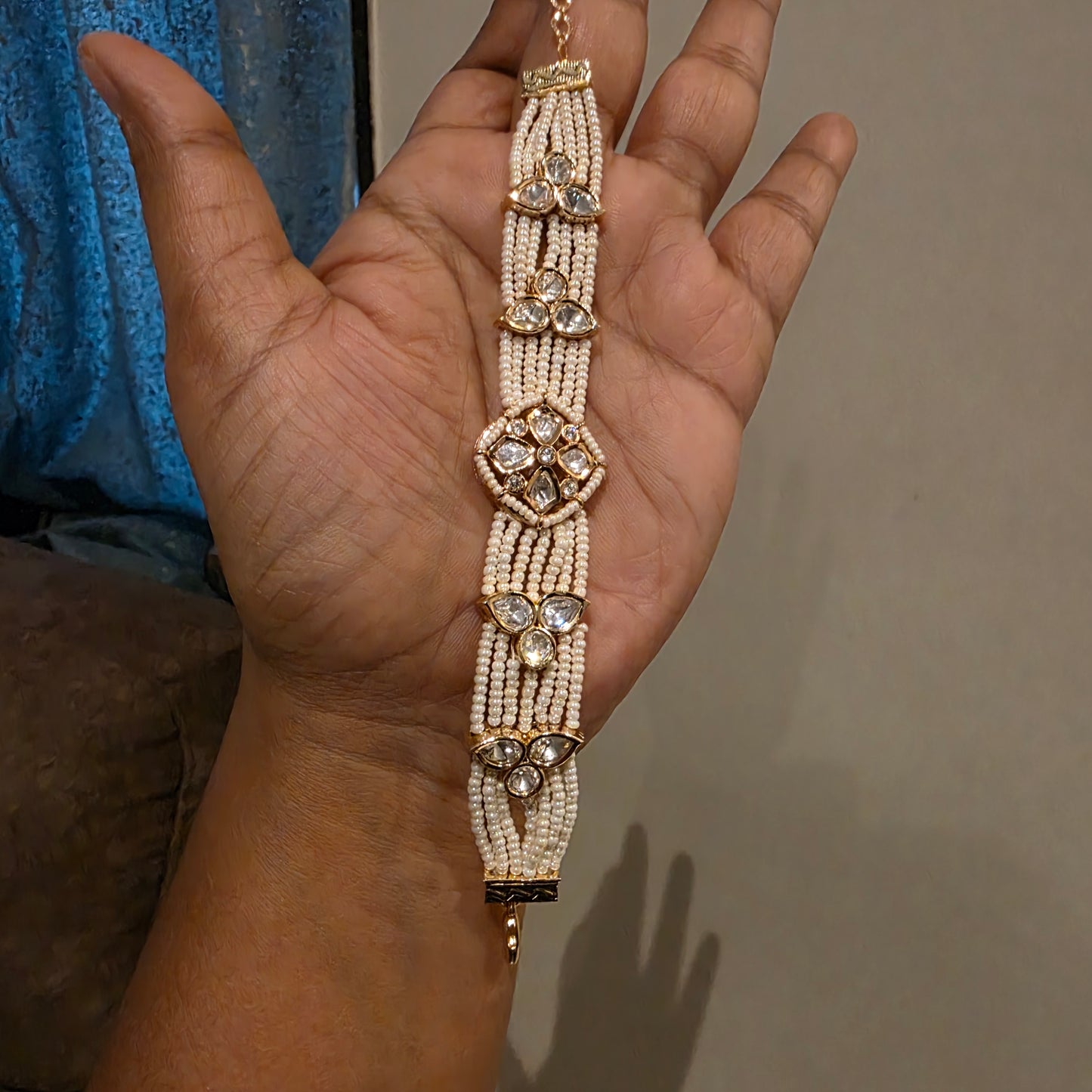 Preethi- pearl and polki bracelet