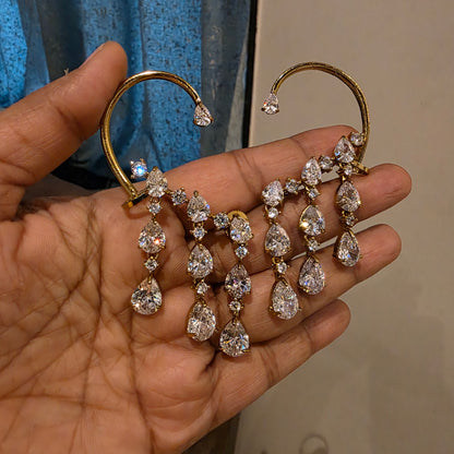 Crystal bloom ad victorian plated earrcuffs