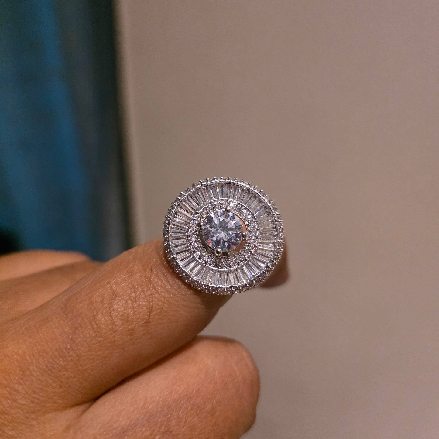 Nova radiance diamond look alike adjustable finger ring