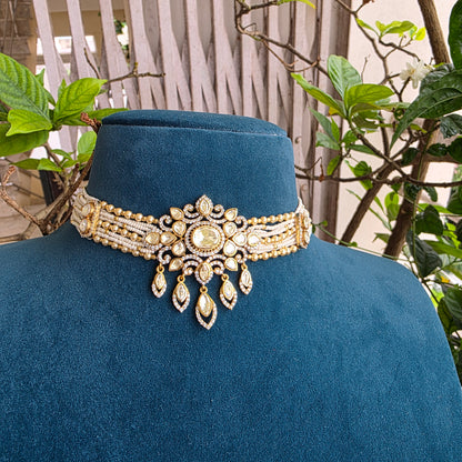 Amyra- pearl and polki choker