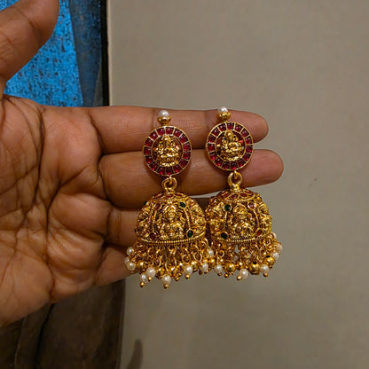 Kamakshi - long lakshmi motifs bottu haram with kemp stones