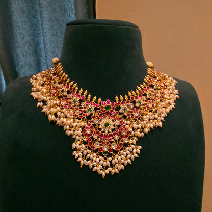Vasundhara royal pearls jadau necklace