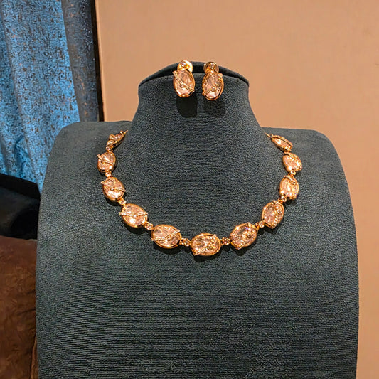 Ratna- polki with cz detailing necklace