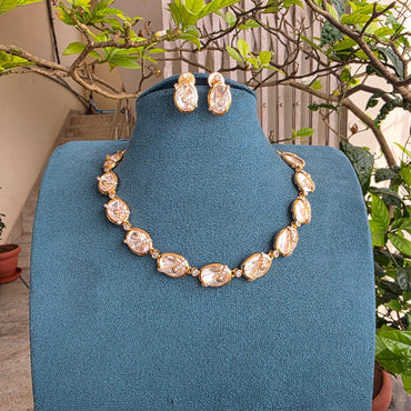 Ratna- polki with cz detailing necklace