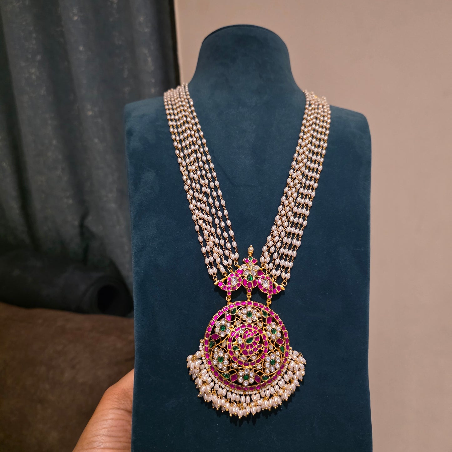 Yashoda- pearl and jadau haram