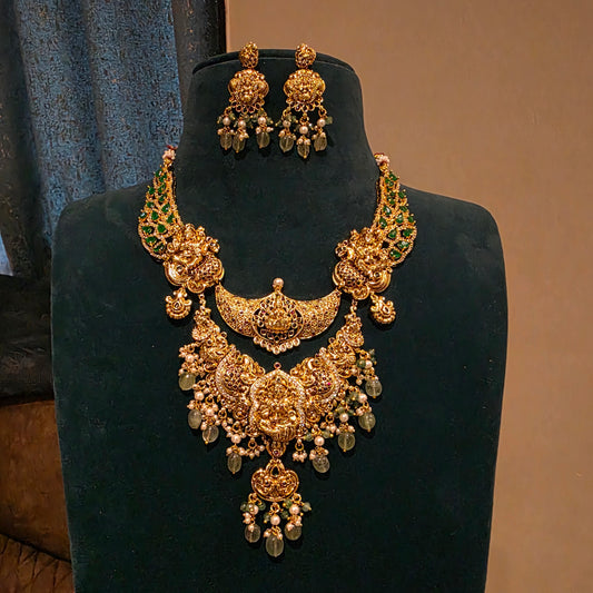 Vaidhehi- antique cz stone temple inspired neckset