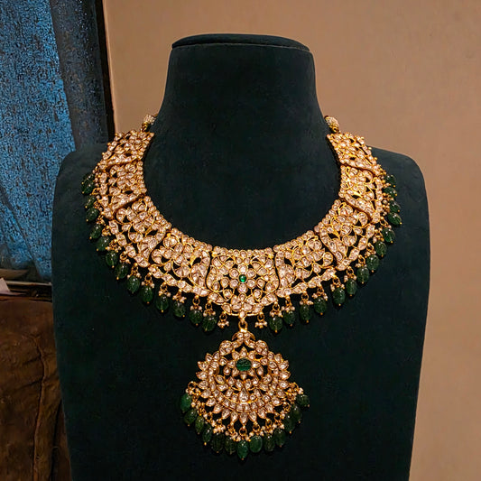 Vaibogam- moissanite kundan neckset