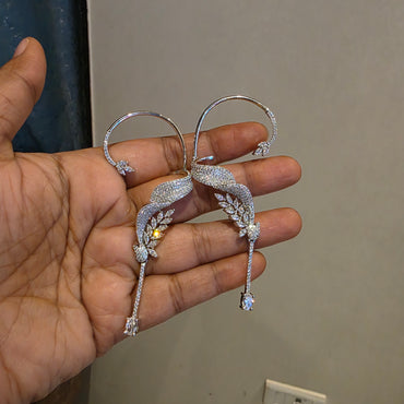 Varahamsa- diamond replica earcuffs