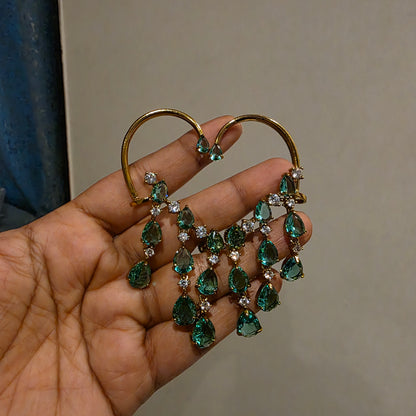 Crystal bloom ad victorian plated earrcuffs