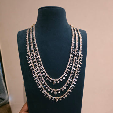 Nakshatra- three layered cz stones diamond neckset