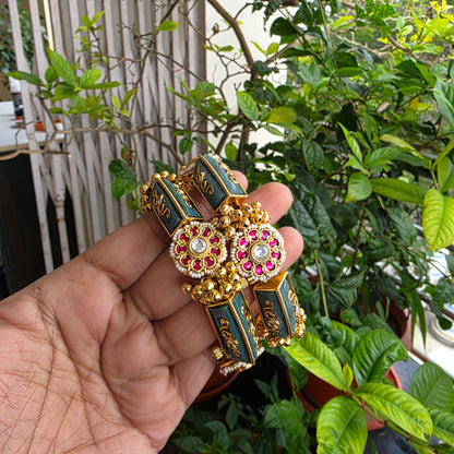 Rajasam- heritage openable kada with jadau motifs and inlay work