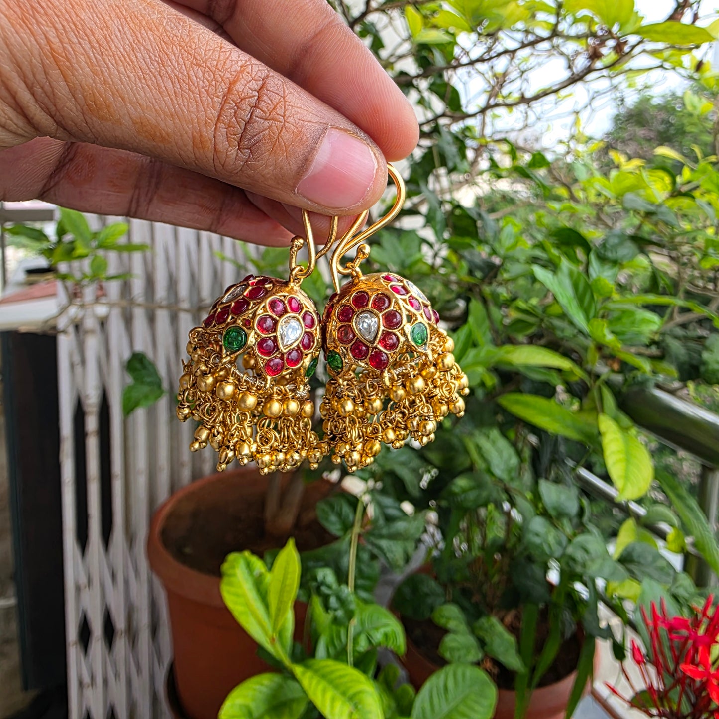 Kundavi- kemp stone jumkha danglers